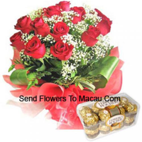 11 Red Roses with Yummy 16 Pcs Ferrero Rochers