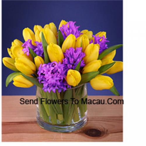 Beautifully Arranged Yellow Tulips in Vase