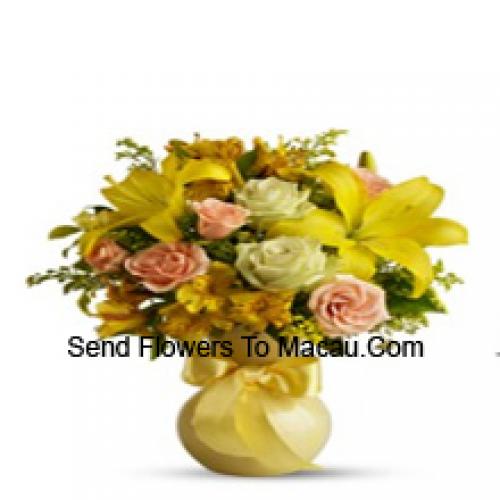 Cute Roses and Gerberas with Lilies