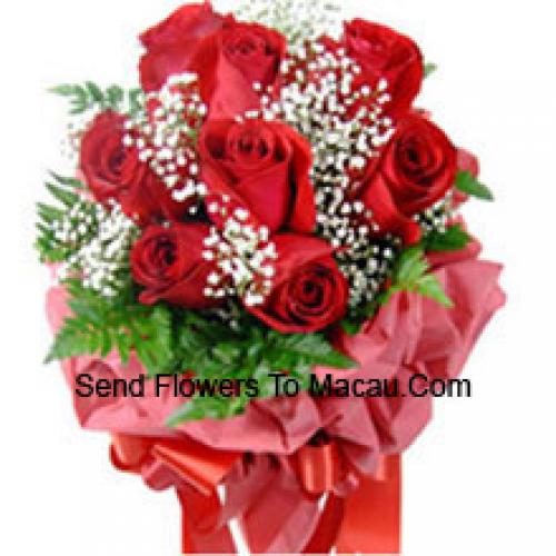 9 Wrapped Red Roses