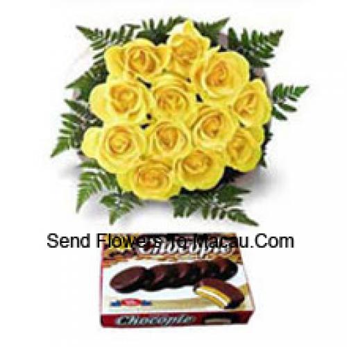 11 Beautiful Yellow Roses with Chocolate Box