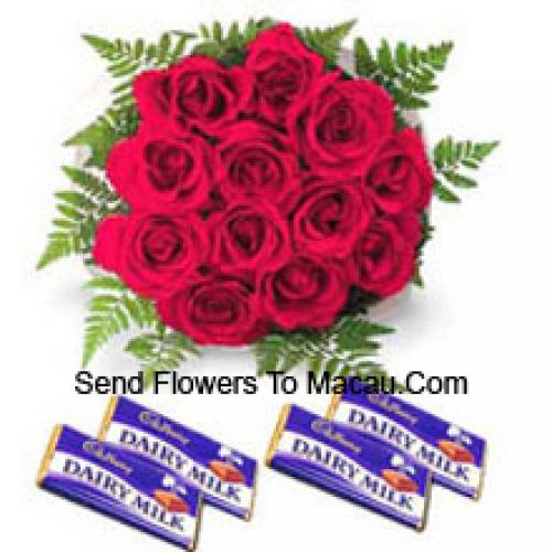 11 Red Roses with Tasty Assorted Chocolates