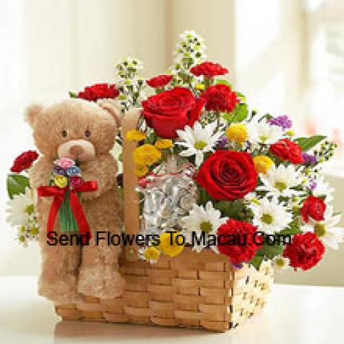 Flores Variadas Adorables con Lindo Oso de Peluche