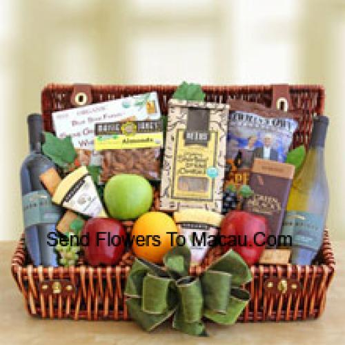 Basket of Fruits, Wines and Snacks