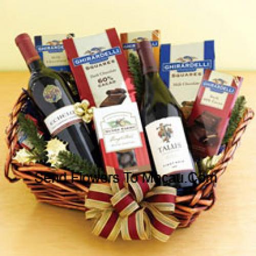 2 Red Wines and Assorted Chocolate Basket