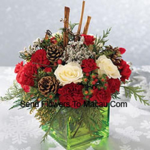 Assorted Flowers in Cube Vase